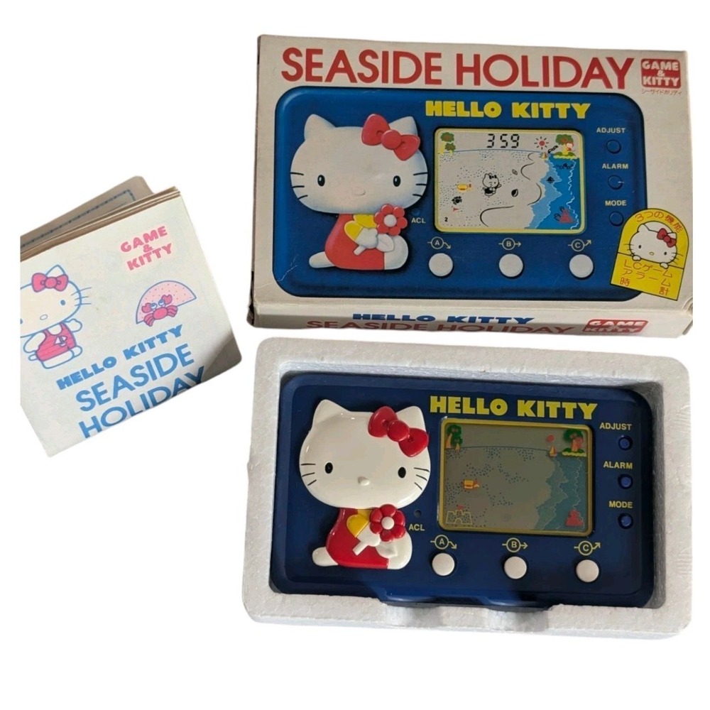 Hello Kitty Digital Game Tomy Seaside Holiday 1976 Vintage Japan Blue Handheld